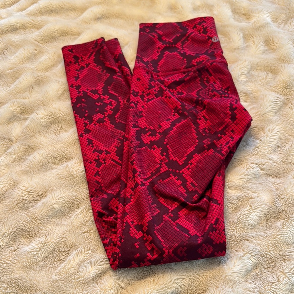 Lululemon Athletica Red Snake Print Leggings